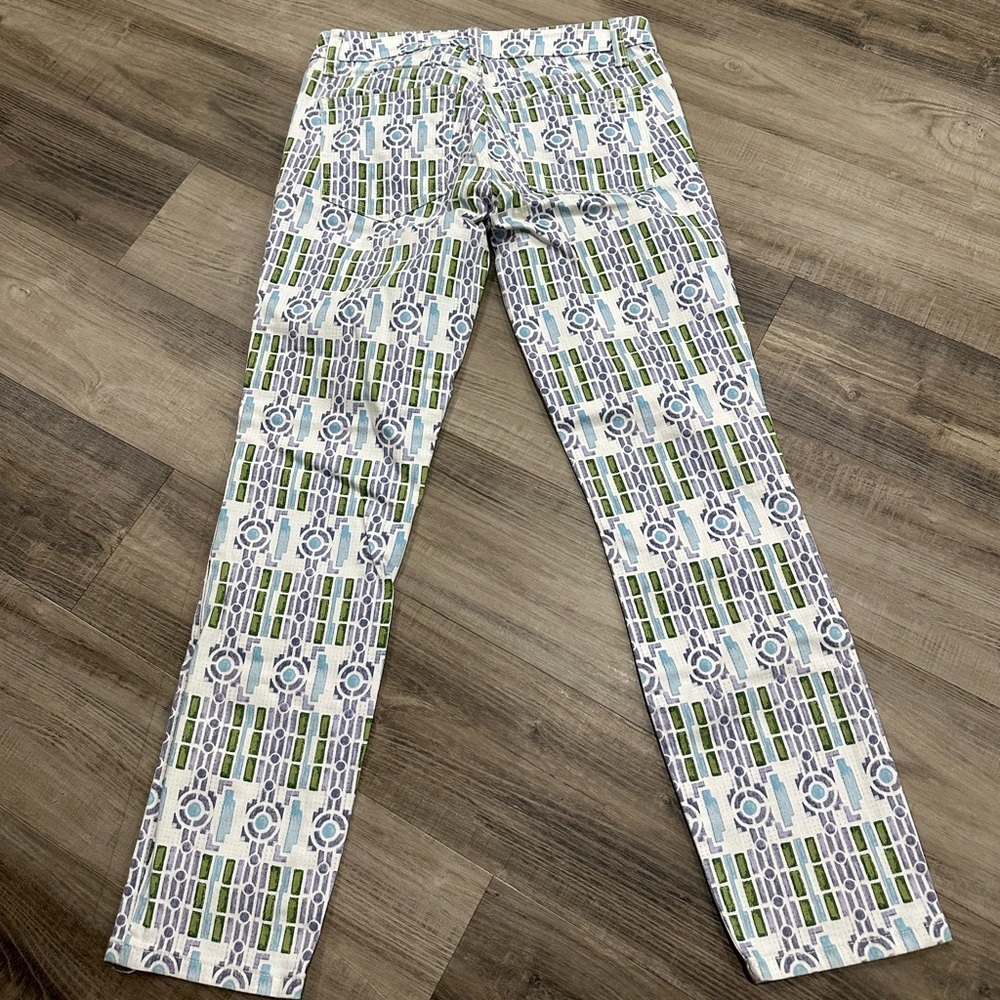Tory Burch Geometric Tile Print Skinny Cotton Pants Size 26 - Picture 4 of 6